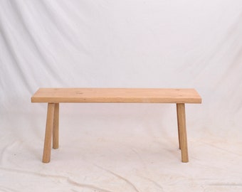 Large handmade solid oak bench, indoor hallway wooden bench, wabi sabi