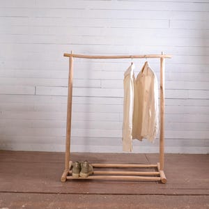 Natural Wooden Clothing Rack  – Handmade Boho Style