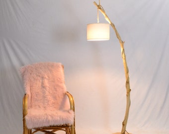 Wooden floor lamp with a nice branch, driftwood lamp