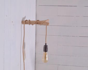Perchero de madera, gancho de pared, lámpara de pared, lámpara colgante, plantas