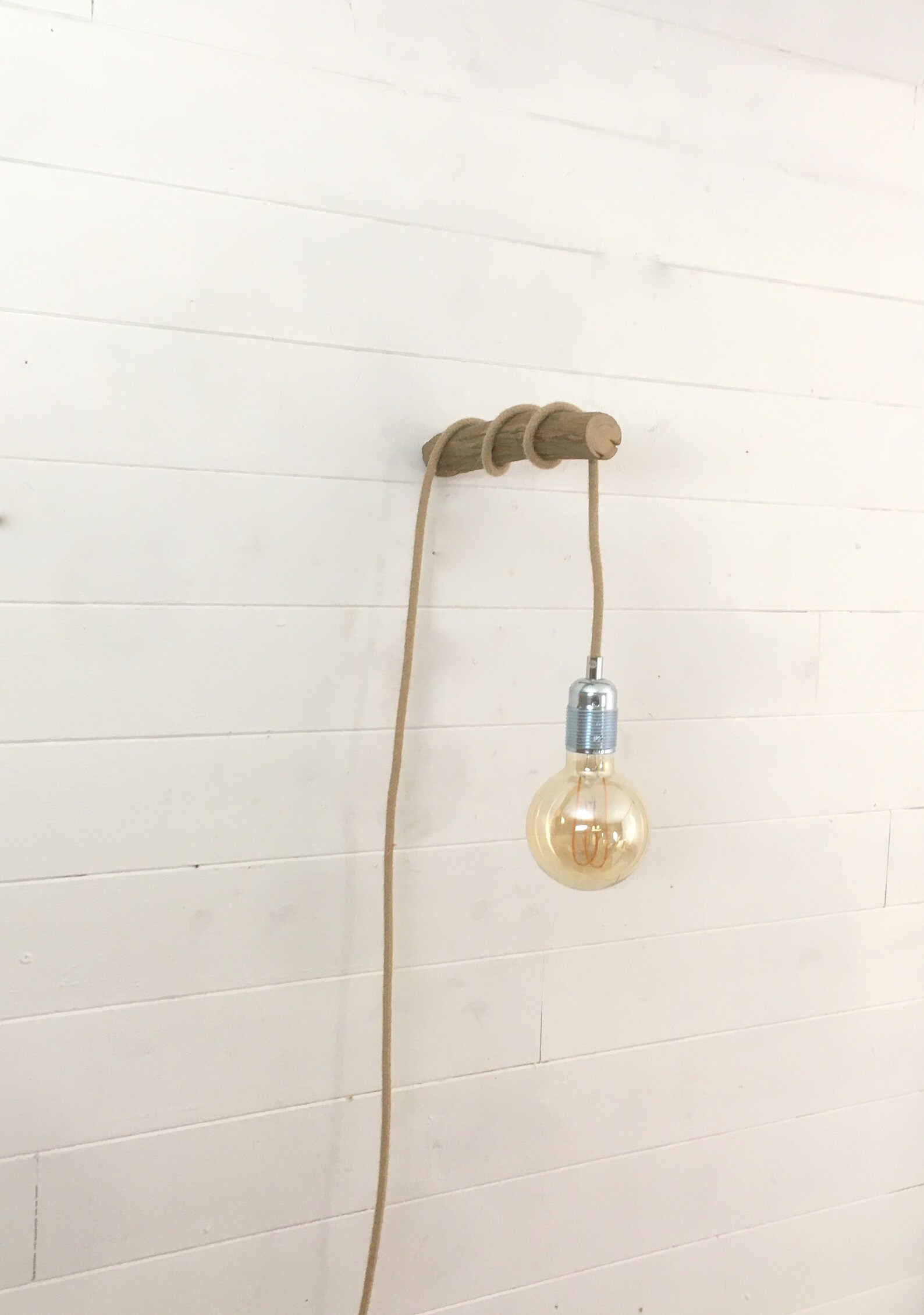 Wooden wall hook for hanging light Etsy