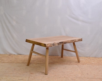 Solid oak coffee table with live edges, modern rustic