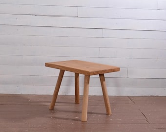 Mesa pequeña de roble macizo, mesa de centro, mesa auxiliar, madera hecha a mano, estilo wabi sabi, japonesa, rústica, mesa cuadrada