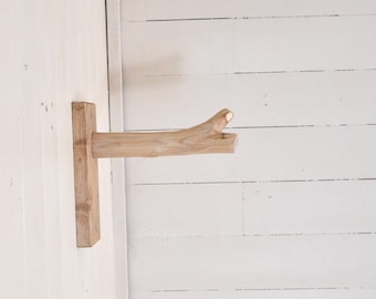 Gancho de pared rústico con una rama, aplique de pared de madera maciza, decoración natural