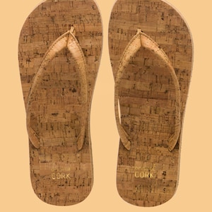 Cork flip flops and cotton logo bag with a unique cork lace Nature (natural)