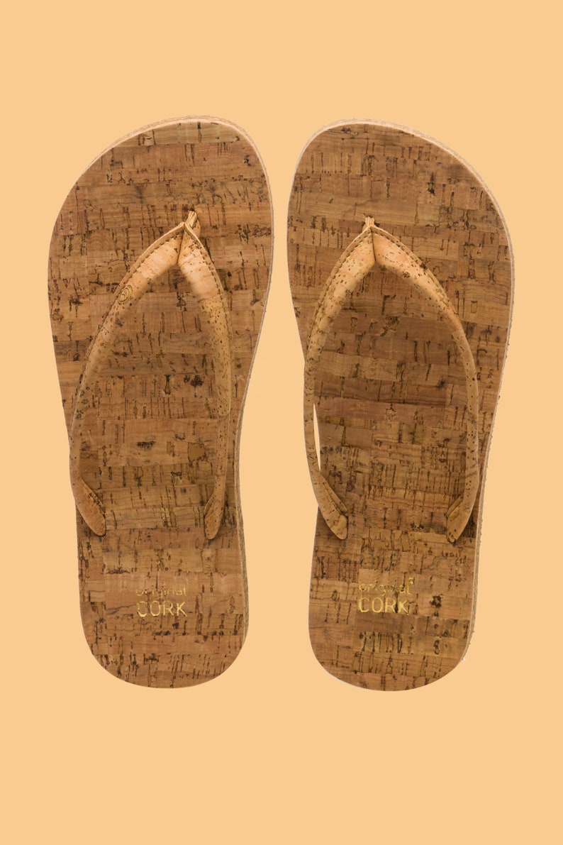 Cork flip flops and cotton logo bag with a unique cork lace Nature (natural)