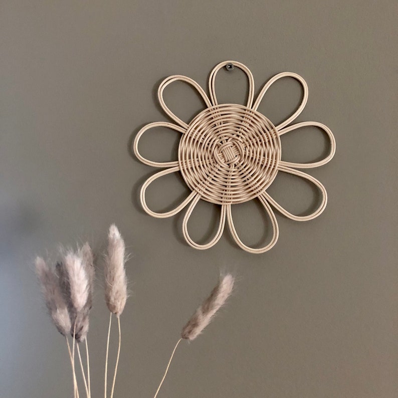 Rattan Flower Placemat. Rattan Wall Decor. Wicker Flower Etsy