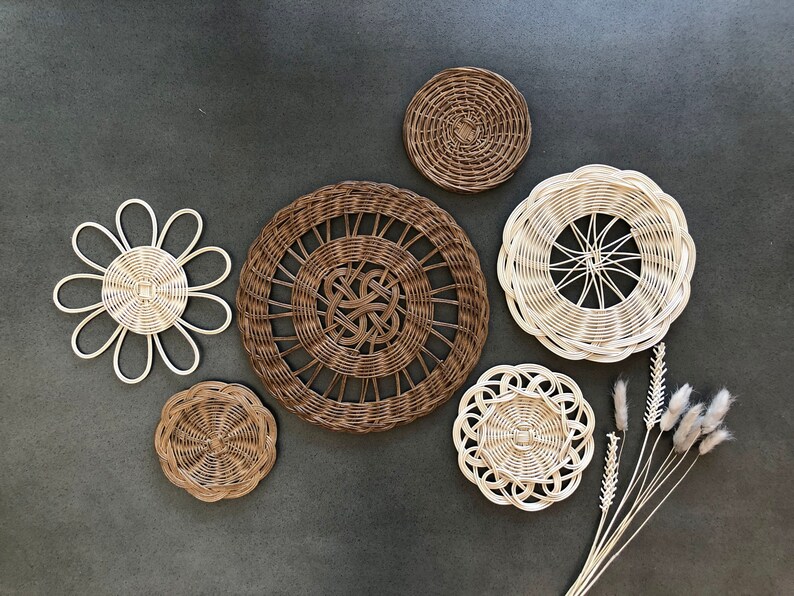 Rattan Flower Placemat. Rattan Wall Decor. Wicker Flower Etsy