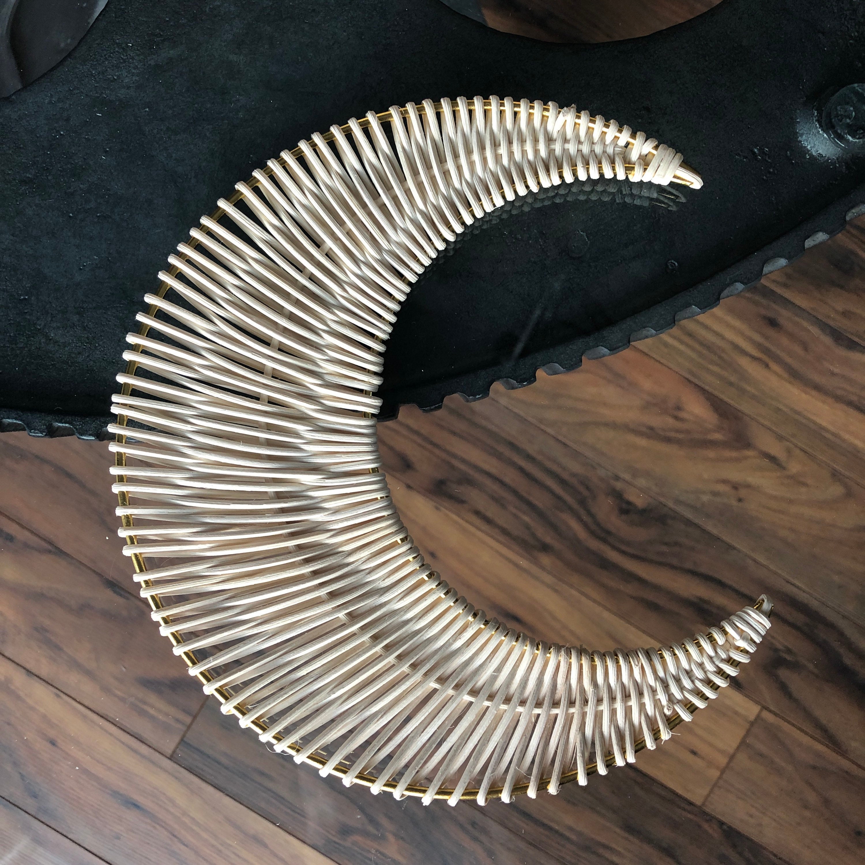 Rattan Crescent Moon Wall Decor. Wicker Crescent. Rattan Etsy