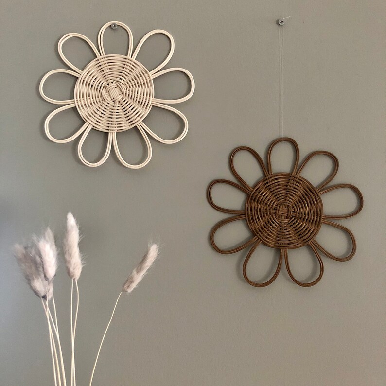Rattan Flower Placemat. Rattan Wall Decor. Wicker Flower Etsy