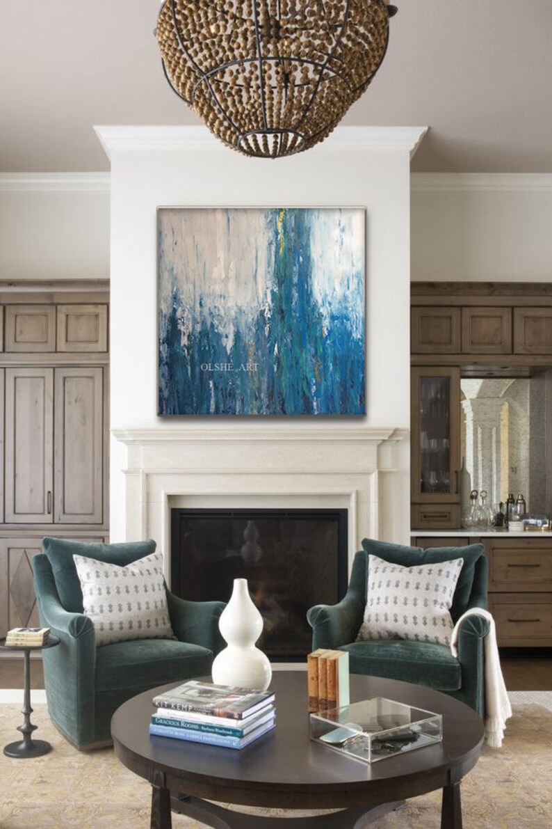 Art on canvas Oil Painting Acrylic painting Original art Wall decor Living room painting OLSHEart Interior design Interior art Handmade Sea