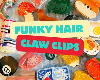 Funky hair claw clips!