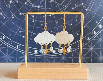 Rain cloud dangle earrings