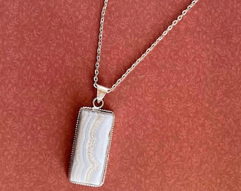 Blue lace agate Pendant necklace