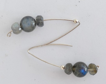 Labradorite earrings on handmade Sterling Silver Earwires