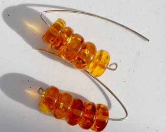 Baltic Amber earrings on handmade sterling silver earwires