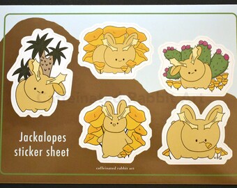 Jackalopes sticker sheet -- jackalope -- stickers -- mojave desert -- poppies