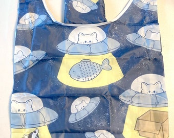 UFO cat shopping bag -- reusable shopping bag -- foldable reusable shopping bag