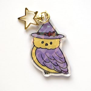 Witch owl acrylic charm keychain image 1