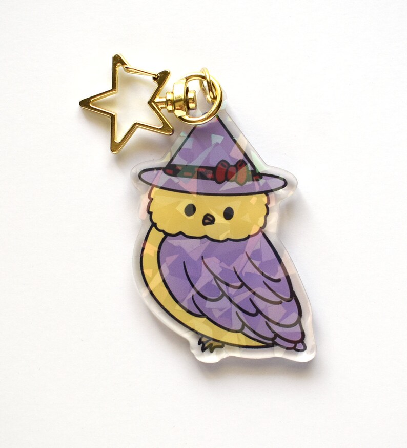 Witch owl acrylic charm keychain image 1