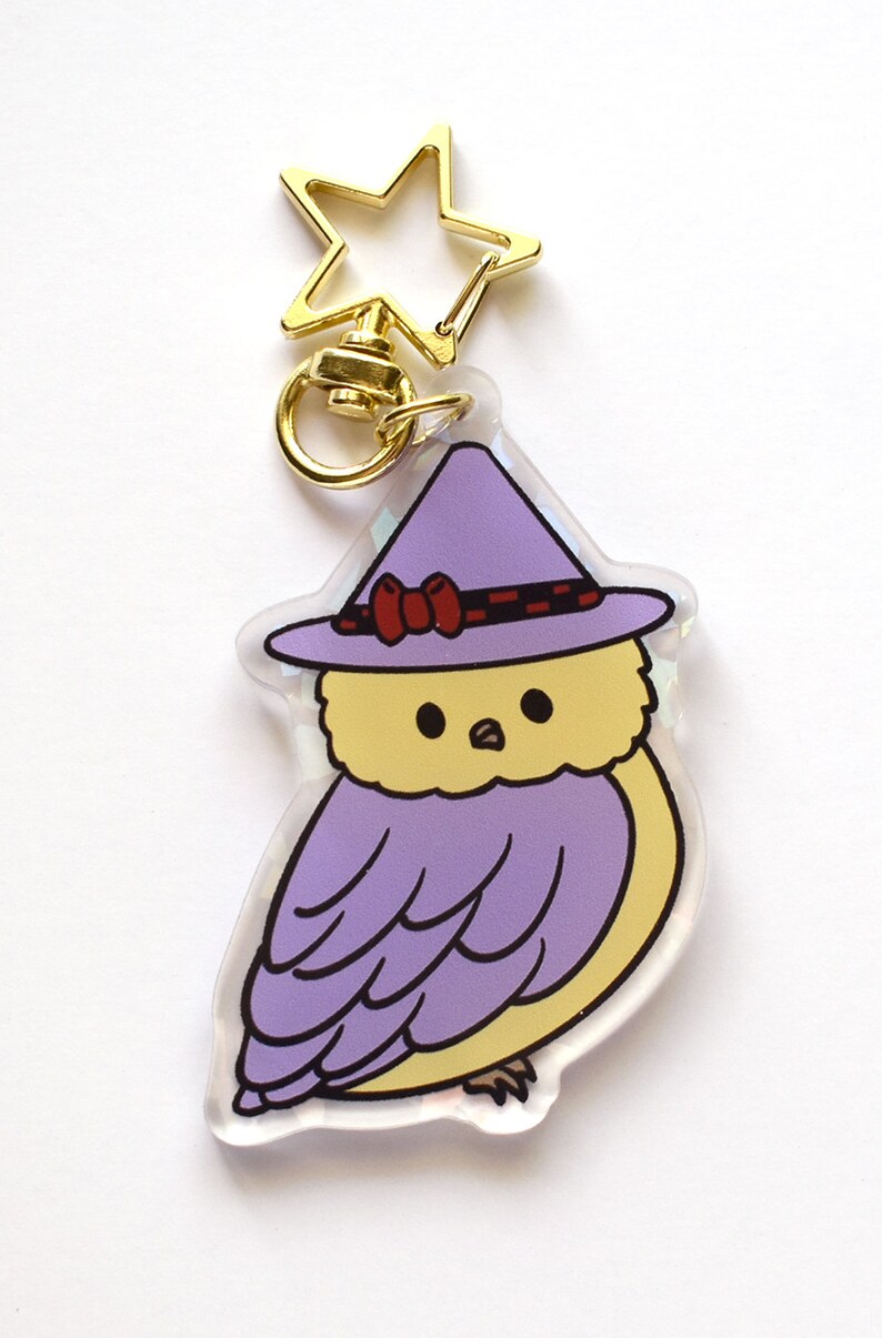 Witch owl acrylic charm keychain image 2