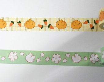 Bunny bread washi tape -- cherry blossoms and bunnies washi tape -- choice of one