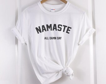 Namaste Yoga Shirt, Rolled Sleeve Unisex Tee | Semi Combed Ringspun Cotton | S-XXL, Comfort Fit