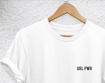 Feminist Graphic T-Shirt: GRL PWR Pocket Design (Unisex Fit)