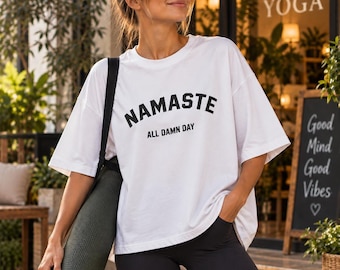 Namaste Yoga Shirt, Rolled Sleeve Unisex Tee | Semi Combed Ringspun Cotton | S-XXL, Comfort Fit
