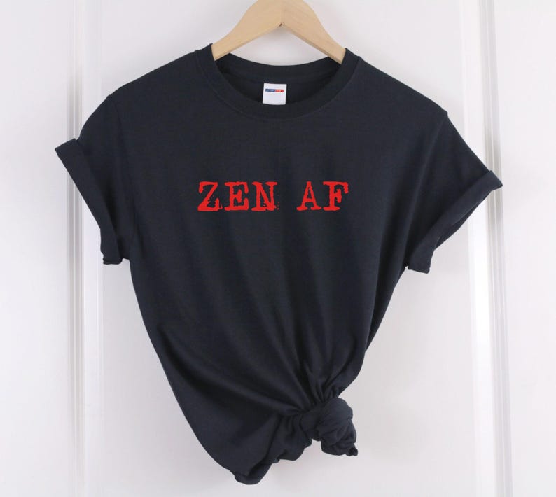 Yoga Graphic Tee: Zen AF Slogan - Ringspun Cotton image 3