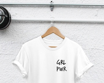 GRL PWR Pocket T-Shirt, Feminist Graphic, Casual Fit (Unisex S-XXL)
