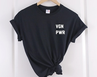 Vegan Graphic T-Shirt: VGN PWR Design, Unisex Cotton Tee