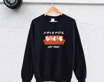 Vegan Slogan Sweatshirt, Friends Not Food, Herbivore (Unisex S-XL)