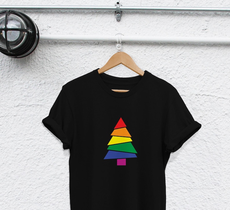 Gay Christmas Tree Shirt: LGBT Holiday Tee with Festive Design image 1