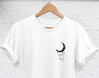Crescent Moon T-Shirt: Night Sky Design - Unisex Cotton Tee