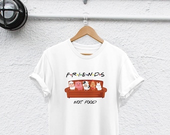 Funny Vegan T-Shirt - Friends Not Food Herbivore Tee