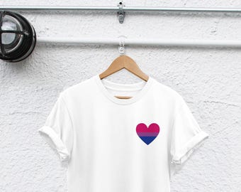 Bi Pride Shirt, Rolled Sleeve Unisex Tee | Semi Combed Cotton, Durable Thermotransfer Print | S-2XL