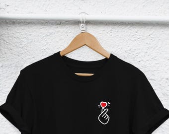 Kpop Heart Fingers Shirt: Korean Love Symbol - Unisex Tee
