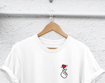 Korean Love Symbol Shirt - Kpop Heart Fingers Tee