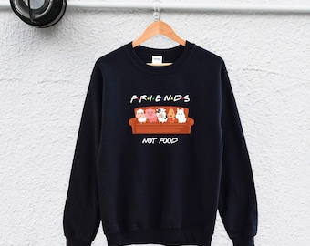 Vegan Slogan Sweatshirt, Friends Not Food, Herbivore (Unisex S-XL)