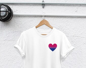 Bi Pride Shirt, Rolled Sleeve Unisex Tee | Semi Combed Cotton | S-2XL, Durable Thermotransfer Print