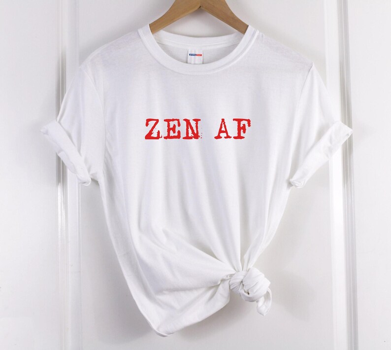 Yoga Graphic Tee: Zen AF Slogan - Ringspun Cotton image 2