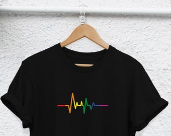 Pride T-Shirt: Rainbow ECG LGBTQ Design (Unisex Sizes)
