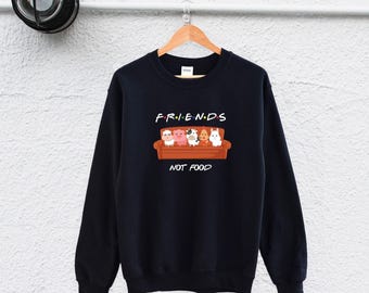 Friends Not Food, Vegan Slogan Sweatshirt - Plant-Based Activist | 100% Semi-Combed Ringspun Cotton | Unisex S-XL