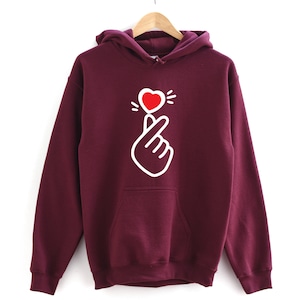 K-Pop Love Symbol Hoodie: Korean Heart Finger Sweatshirt