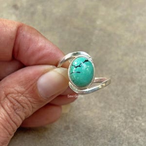 Natürliche Original Türkis 925 Sterling Silber Ring Oval Tibet Türkis Handgefertigt Boho Verlobungsring Ehe Jahrestag Geschenk
