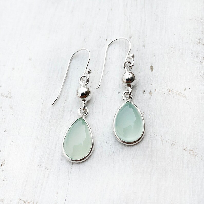 Aqua Chalcedony Earrings 925 Sterling Silver Chalcedony Etsy