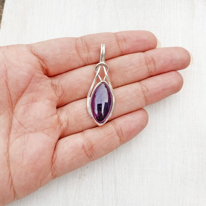 Amethyst Pendant Amethyst Necklace Amethyst Sterling Silver Etsy