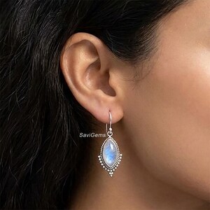 Natural Rainbow Moonstone Earrings