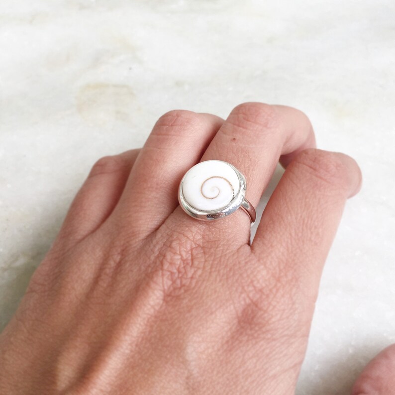 925 Sterling Silver Shiva Shell Ring Handmade Ring Statement Spiritual Ring Shiva Eye Ring Bohemian Gift For Her Healing Crystal Shell